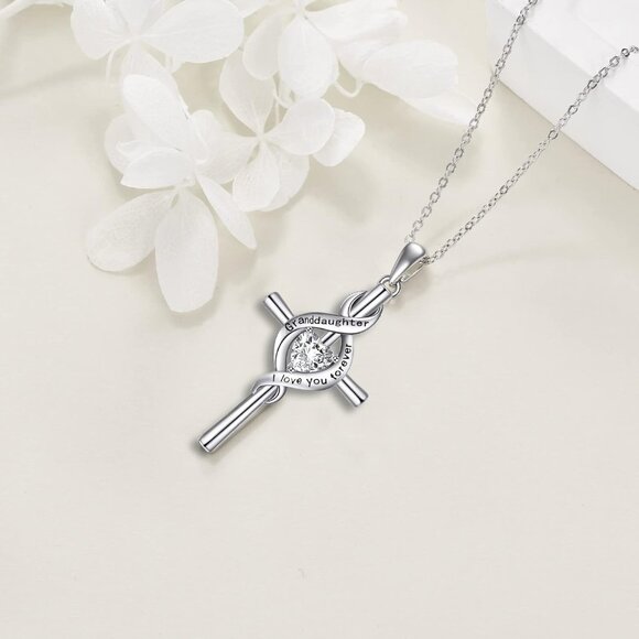 Sterling Silver Granddaughter Necklace I Love You Forever Cross Infinity Jewelry - Picture 3 of 6